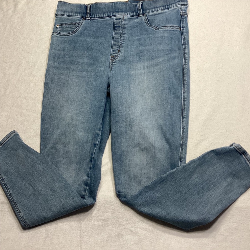 Spanx Jean-ish Ankle Leggings Medium Wash Blue Skinny Pull On Jeggings Womens XL